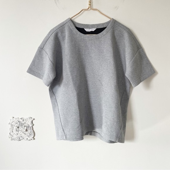Everlane Gray City Street Short Sleeve Fleece Sweatshirt Crewneck Pullover L - Picture 4 of 12
